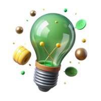 dramatic rustic Eco Friendly Lightbulb with Glowing Green Filament Transparent Background genuine png