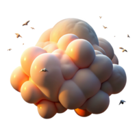 wonderful vintage Billowing Clouds at Sunset with Birds Isolated Element high resolution png