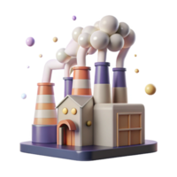 magnificent rustic Factory with Smoke Stacks and Green Filters Isolated exclusive png