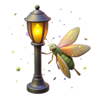 serene rustic Firefly Struggling to Be Seen Near Streetlamp Isolated png