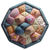 serene rustic Quilted Fabric Patchwork Hexagon Transparent authentic png