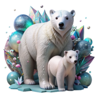 serene creative Polar Bear Mother and Cub Isolated Image premium png