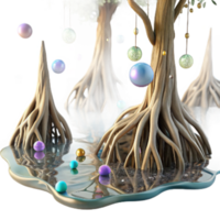 magnificent rustic Mangrove Roots and Water Reflection Isolated Element original png