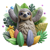 dramatic artistic Jungle Sloth Isolated with Grey Fur high resolution png
