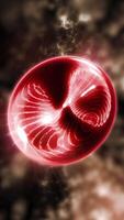 The red sphere on the cosmic background is filled with a moving plasma structure, carrying something alive and fantastic within it. video