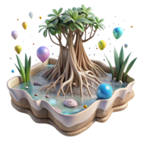 stunning creative Mangrove Roots in Tidal Pool Transparent Element authentic png
