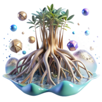 serene classic Mangrove Roots and Underwater Scene Transparent Background high quality png