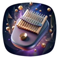 impressive creative Kalimba African Thumb Piano Metal Tines Isolated with Dark Background authentic png