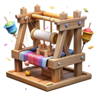 extraordinary rustic Old Wooden Loom with Threads Cutout detailed png