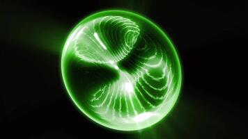 The green sphere is filled with a moving plasma structure that carries something alive and fantastic. video