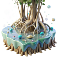 serene abstract Mangrove Roots and Water Reflection Isolated Element authentic png