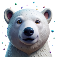 dramatic abstract Polar Bear Portrait Front View Isolated Element authentic png
