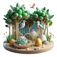 vibrant rustic Mangrove Forest with Birds Nesting Cutout authentic png