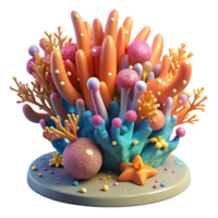 wonderful vintage Overfished Coral Reef Isolated on Transparent Background original png