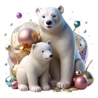 serene modern Polar Bear Mother and Cub Isolated Image authentic png
