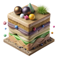 vibrant artistic Healthy Soil Layers Diagram Isolated Transparent Background with Labels premium png