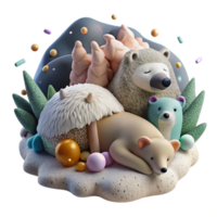 dramatic creative Hibernating Animals in Their Natural Habitats Isolated Close Up View exclusive png