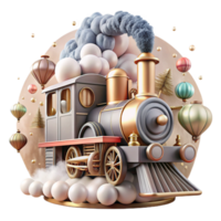 vibrant abstract Historic Train Steam Engine Cutout with Smoke high resolution png