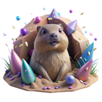 impressive abstract Groundhog Emerging Burrow Backlit Isolated high resolution png