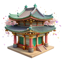 vibrant rustic Korean Palace with Ornate Roof Transparent Background high resolution png