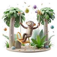 magnificent rustic Monkey Swinging Through Trees Jungle Background Transparent Background exclusive png