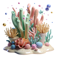 extraordinary classic Invasive Seaweed on Coral Reef Underwater Shot Transparent Background authentic png