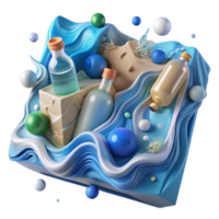 impressive creative Ocean Pollution Plastic Bottles Isolated on White authentic png