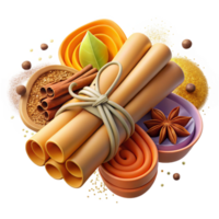 serene artistic Realistic Bundle of Spices Transparent Background authentic png