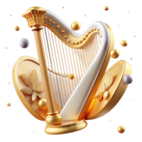 vibrant modern Harp Elegant Design Cutout with Golden Details original png