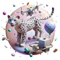 elegant modern Low Light Drone Filming Snow Leopard Isolated detailed png