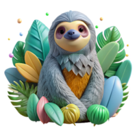 serene creative Jungle Sloth Isolated with Grey Fur high quality png