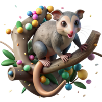 wonderful minimalist Possum in Tree Branch Cutout Natural Colors high resolution png