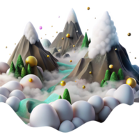 extraordinary artistic Mountain Valley with Fog Cutout with Atmospheric Haze authentic png