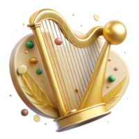 vibrant minimalist Harp Elegant Design Cutout with Golden Details authentic png
