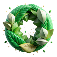 serene abstract Green Leaves Forming a Circle Transparent Background genuine png