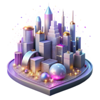 elegant creative Modern Cityscape with Bright Lights Isolated authentic png