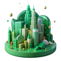 impressive rustic Green City Skyline at Sunset Transparent Background authentic png