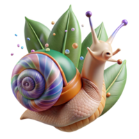 beautiful rustic Invasive Snail Eating Leaf Front View Transparent Background detailed png