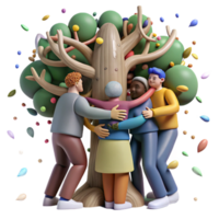 magnificent classic Group Hugging Tree in Forest Transparent Background high resolution png