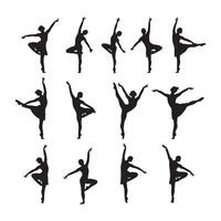 Multiple dancing poses in silhouette form over white background vector