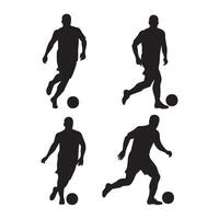 Black soccer player silhouettes on a simple white background vector