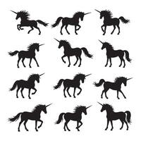 Unicorn silhouette collection with a clean white background vector