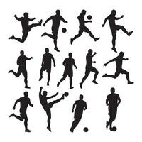 Bundle of soccer player outlines on white background vector