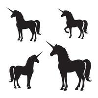 A lineup of unicorn silhouettes on a white setting vector