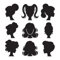 Silhouette group of Barbie figures on a white backdrop vector