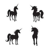 Different unicorn silhouettes placed on a white surface vector