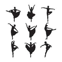 Set of dancer silhouette on white background vector