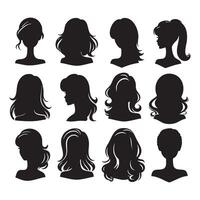Set of dark Barbie outlines on a white background vector
