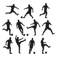 A group of soccer player silhouettes on a plain white background vector