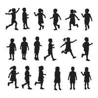Set of child outlines featured on a white canvas vector